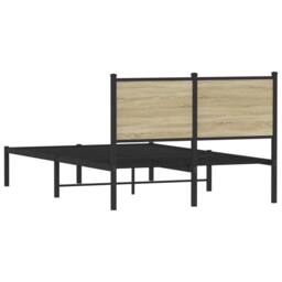 Berkfield Home Metal Bed Frame without Mattress Sonoma Oak 120x200 cm in Black - Size: Small Double - thumbnail 7