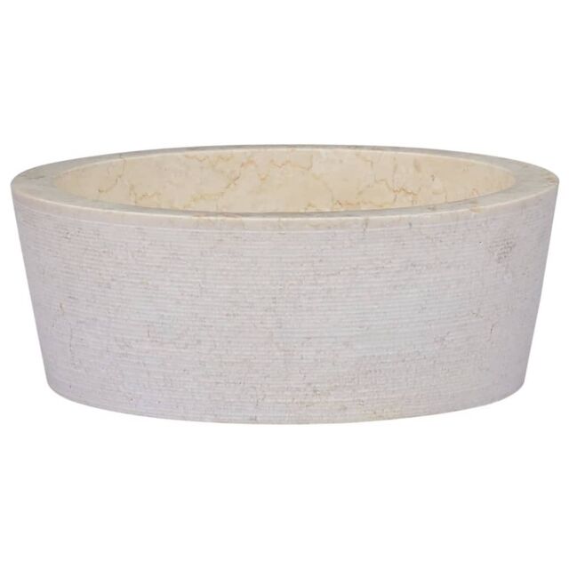 Berkfield Home Sink Cream √ò40x15 cm Marble - Size: 40x15 cm - image 1