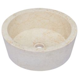 Berkfield Home Sink Cream √ò40x15 cm Marble - Size: 40x15 cm - thumbnail 2