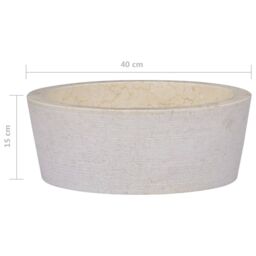 Berkfield Home Sink Cream √ò40x15 cm Marble - Size: 40x15 cm - thumbnail 6