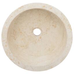 Berkfield Home Sink Cream √ò40x15 cm Marble - Size: 40x15 cm - thumbnail 4