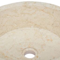 Berkfield Home Sink Cream √ò40x15 cm Marble - Size: 40x15 cm - thumbnail 5