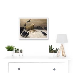 Artery8 Schenck Anguish Sheep Ewe Crows Lamb Carrion Painting Artwork Framed Wall Art Print A4 in White - thumbnail 2