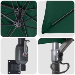 Berkfield Home Patio Umbrella Green Polyester 300 cm x 300 cm Collapsible - thumbnail 7