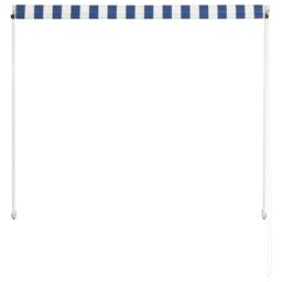 Berkfield Home Retractable Awning 100x150 cm Blue & White - thumbnail 5