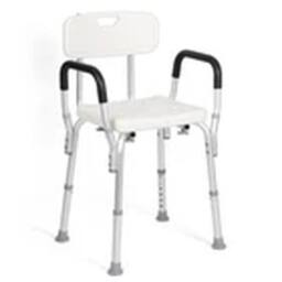 Kelvenix Non-Slip Shower Chair Armchair Bath Stool Elderly Disabled in White - thumbnail 1