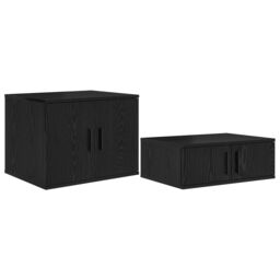 Berkfield Home Storage Cabinet Black 127x41x40 cm Engineered Wood - Size: 127 x 41 x 40 cm - thumbnail 2