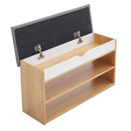 KORVIXA Natural Shoe Bench Shoe Storage Rack 3 Tier Wooden Shoe Cabinet - Size: 100 cm - thumbnail 4