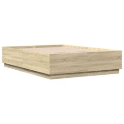 Berkfield Home Bed Frame with LED without Mattress Sonoma Oak 150x200 cm King Size in Brown - thumbnail 3