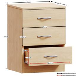 HD Designs Riano 4Pc Bedroom Set 3 Drawer Bedside, 4 Drawer Chest in Brown - thumbnail 5