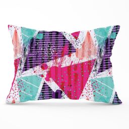 Warren Reed - Designer Shabby Geometric Pattern Cushions in Pink - Size: 60 cm x 60 cm - thumbnail 1