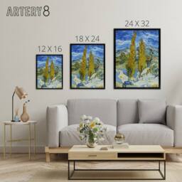 "Artery8 The Poplars at Saint Remy Van Gogh Black Framed Canvas Wall Art in Blue - Size: W12"" x H16""" - thumbnail 4
