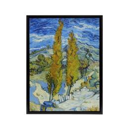 "Artery8 The Poplars at Saint Remy Van Gogh Black Framed Canvas Wall Art in Blue - Size: W12"" x H16""" - thumbnail 1