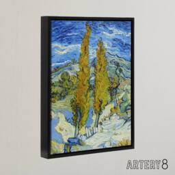"Artery8 The Poplars at Saint Remy Van Gogh Black Framed Canvas Wall Art in Blue - Size: W12"" x H16""" - thumbnail 2