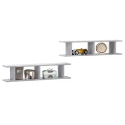 Berkfield Home Wall Shelf 2 pcs Concrete Grey 90x18x20 cm Engineered Wood - Size: 90 x 18 x 20 cm - thumbnail 3