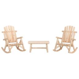 Berkfield Home 3 Piece Garden Lounge Set Solid Wood Spruce in Light Tan - thumbnail 2