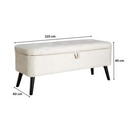 Home Source Ottoman Box Velvet Fabric Hidden Storage Wooden Legs Home Living in Grey - thumbnail 9