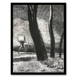 Artery8 Odilon Redon Framed Wall Art Print The Gambler Charcoal Painting in Grey - Size: A4 - thumbnail 1