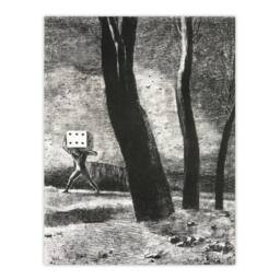 Artery8 Odilon Redon Framed Wall Art Print The Gambler Charcoal Painting in Grey - Size: A4 - thumbnail 3