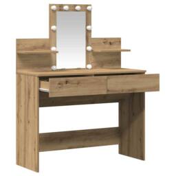 Berkfield Home Dressing Table with LED Artisan Oak 100x40x130 cm in Brown - Size: 100 x 40 x 130 cm - thumbnail 5
