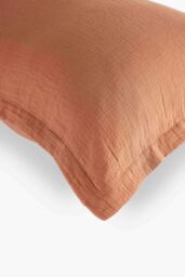 CHRISTY Double Layered Relaxed Retreat Luxury Cotton King Pillowcase Pair in Terracotta - thumbnail 3