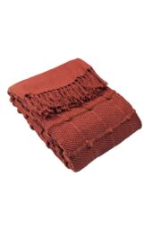 Furn Motti Woven Tufted Stripe Throw in Red - thumbnail 1