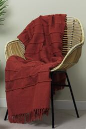 Furn Motti Woven Tufted Stripe Throw in Red - thumbnail 3