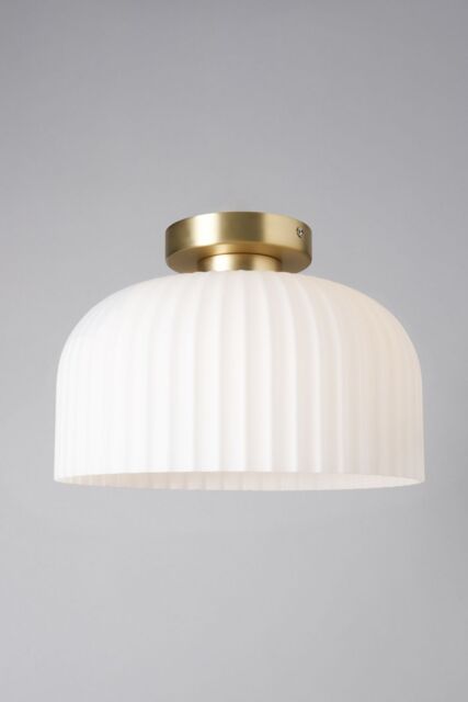 BHS Lighting Binita Ribbed Glass Flush Ceiling Light in Metallic Gold - image 1