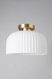 BHS Lighting Binita Ribbed Glass Flush Ceiling Light in Metallic Gold - thumbnail 2