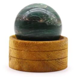 KDMD Indian Jade Gemstone Sphere 50mm with Stand for Decor & Spirituality in Dark Green - thumbnail 3
