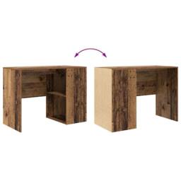 Berkfield Home Writing Desk Old wood Engineered wood Small Storage in Brown - thumbnail 9