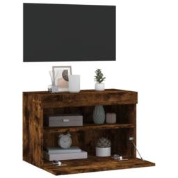 Berkfield Home TV Wall Cabinet with LED Lights Smoked Oak 60x30x40 cm in Brown - Size: 60 x 30 x 40 cm - thumbnail 7
