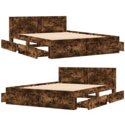 Berkfield Home Durable Bed Frame with Headboard without Mattress Smoked Oak 160x in Brown - thumbnail 8