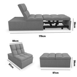 FLAVORA 4in1 Sofa Bed, Sleeper Chair Bed in Grey - Size: 0.6m2 - thumbnail 3