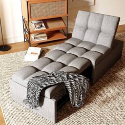 FLAVORA 4in1 Sofa Bed, Sleeper Chair Bed in Grey - Size: 0.6m2 - thumbnail 5