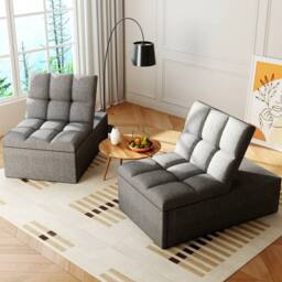 FLAVORA 4in1 Sofa Bed, Sleeper Chair Bed in Grey - Size: 0.6m2 - thumbnail 4