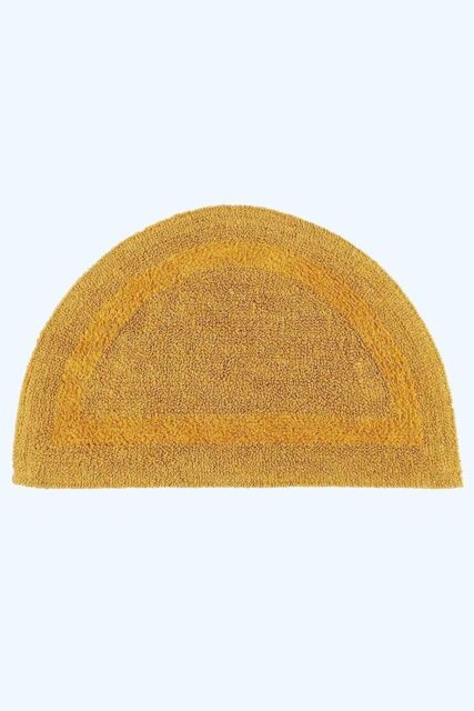Homescapes Luxury Semi Circle Bath Mat Reversible 1600GSM 100% Cotton, 50 x 80cm in Mustard - Size: 50 x 80 cm - image 1