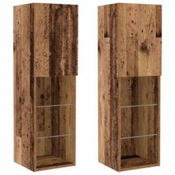 Berkfield Home Durable 8 Piece TV Wall Units with LED Old Wood Engineered Wood in Brown - thumbnail 7