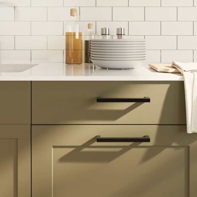 Berkfield Home Cabinet Handles 10 pcs Black 160 mm Stainless Steel - image 1