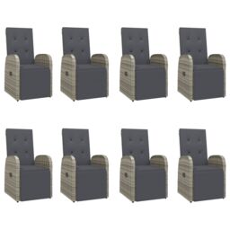 Berkfield Home 9 Piece Garden Dining Set Grey Poly Rattan&Solid Wood Acacia - thumbnail 4