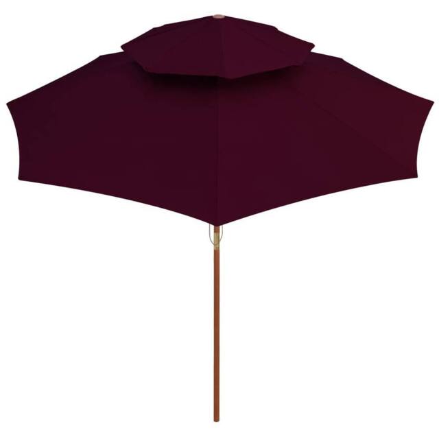 Berkfield Home Elegant Double Decker Parasol with Wooden Pole Bordeaux Red 270 cm in Burgundy - image 1