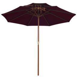 Berkfield Home Elegant Double Decker Parasol with Wooden Pole Bordeaux Red 270 cm in Burgundy - thumbnail 3