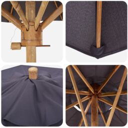 Berkfield Home Garden Parasol Dark Grey 150x210 cm Bamboo - thumbnail 5