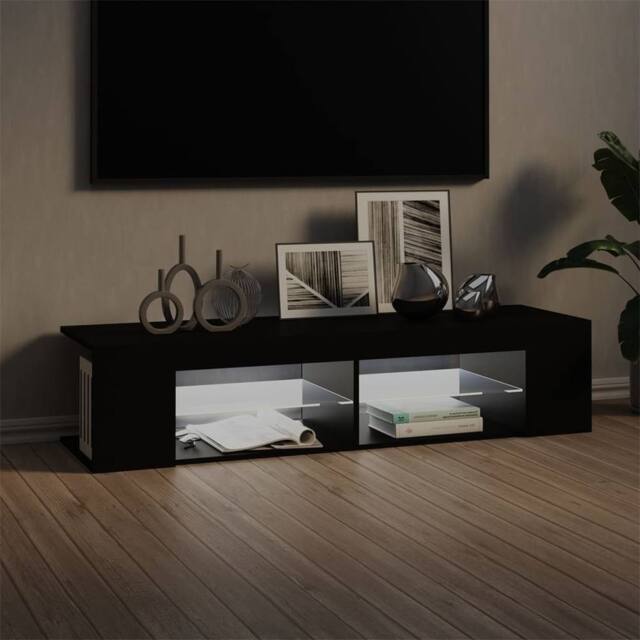 Berkfield Home TV Cabinet with LED Lights Black 135x39x30 cm - Size: 135 x 39 x 30 cm - image 1