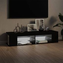 Berkfield Home TV Cabinet with LED Lights Black 135x39x30 cm - Size: 135 x 39 x 30 cm - thumbnail 1