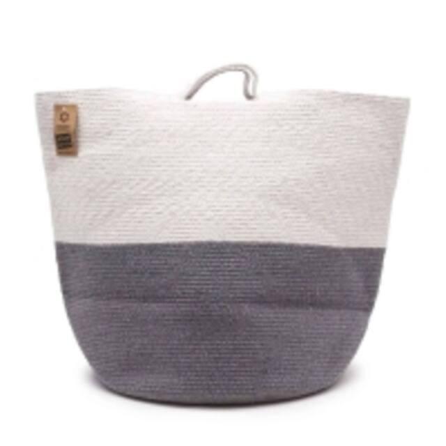 Serenityy Cotton rope laundry & storage basket 45x40cm, grey - Size: Large - image 1
