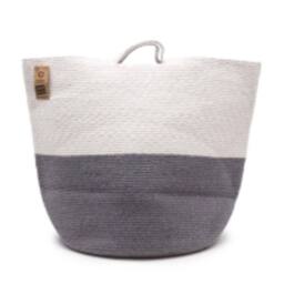 Serenityy Cotton rope laundry & storage basket 45x40cm, grey - Size: Large - thumbnail 1