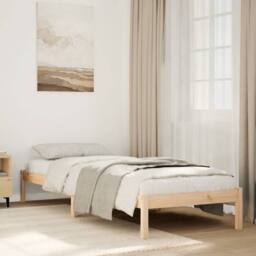 Berkfield Home Extra Long Bed Frame without Mattress 100x210 cm Solid Wood Pine in Light Tan - thumbnail 2