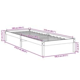 Berkfield Home Extra Long Bed Frame without Mattress 100x210 cm Solid Wood Pine in Light Tan - thumbnail 9