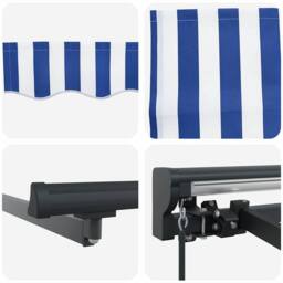 Berkfield Home Retractable Awning Manual Blue & White 300x250 cm - thumbnail 8